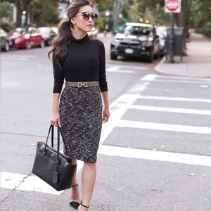 Banana Republic Navy Tweed Pencil Skirt